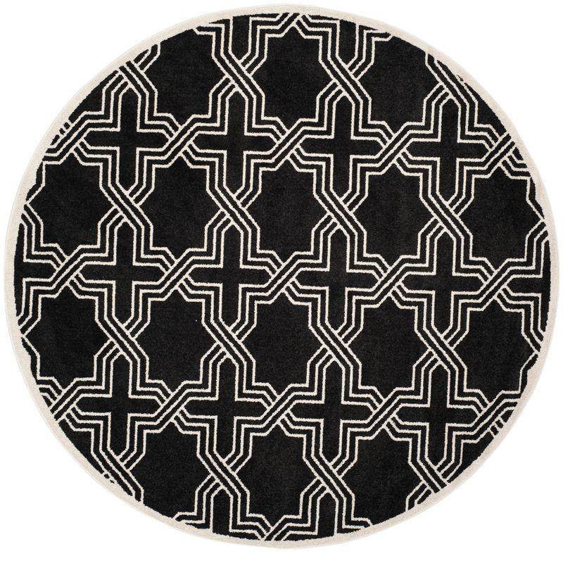 Amherst AMT413 Power Loomed Area Rug - Anthracite/Ivory - 7' round - Safavieh.