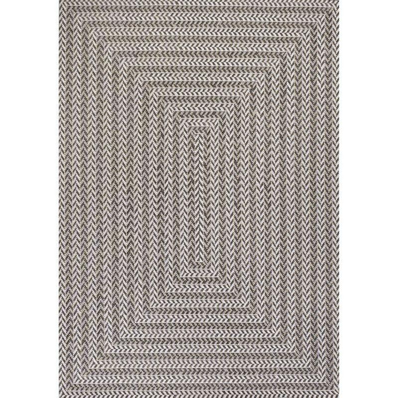 Chevron Modern Concentric Squares Indoor/Outdoor Area Rug - JONATHAN Y