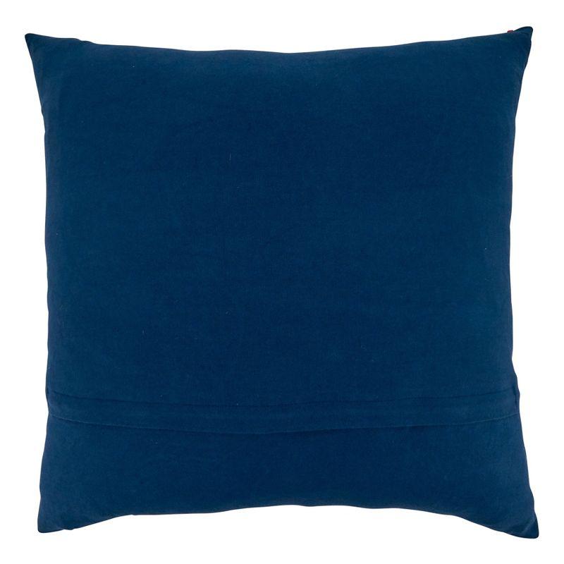 Coastal Blue Embroidered Cotton Starfish Pillow Cover