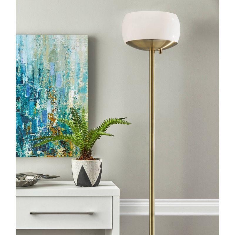 Jessica 300W Torchiere Antique Brass - Adesso: ETL Listed, Dimmable Glass Shade, Metal Body, No Tools Assembly