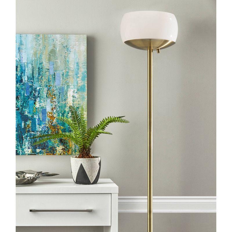 Opal White and Antique Brass 71" Torchiere Floor Lamp with Glass Shade