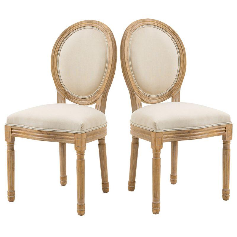 HOMCOM French-Style Upholstered Dining Chairs Set of 2, Armless Accent Side Chairs with Upholstery