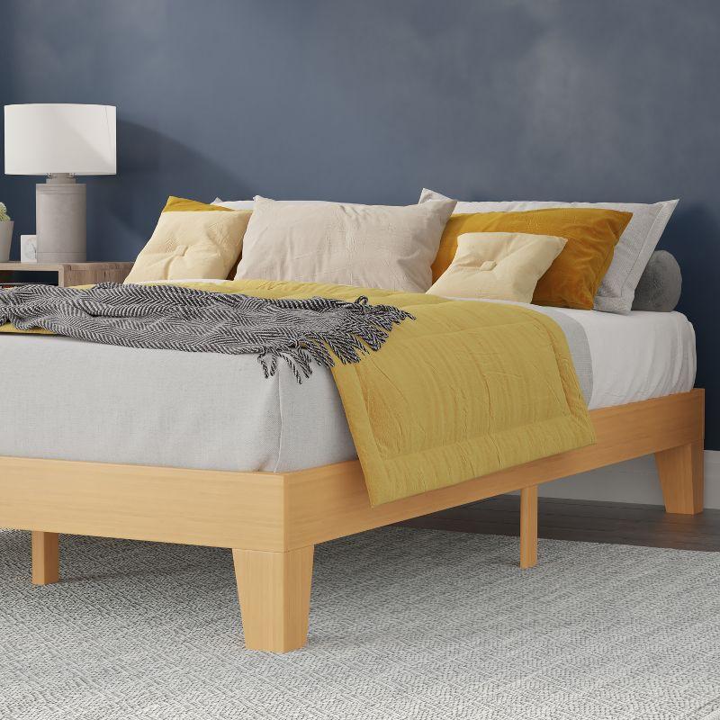 Flash Furniture Evelyn Solid Wood Platform Bed with Wooden Support Slats, No Box Spring Required