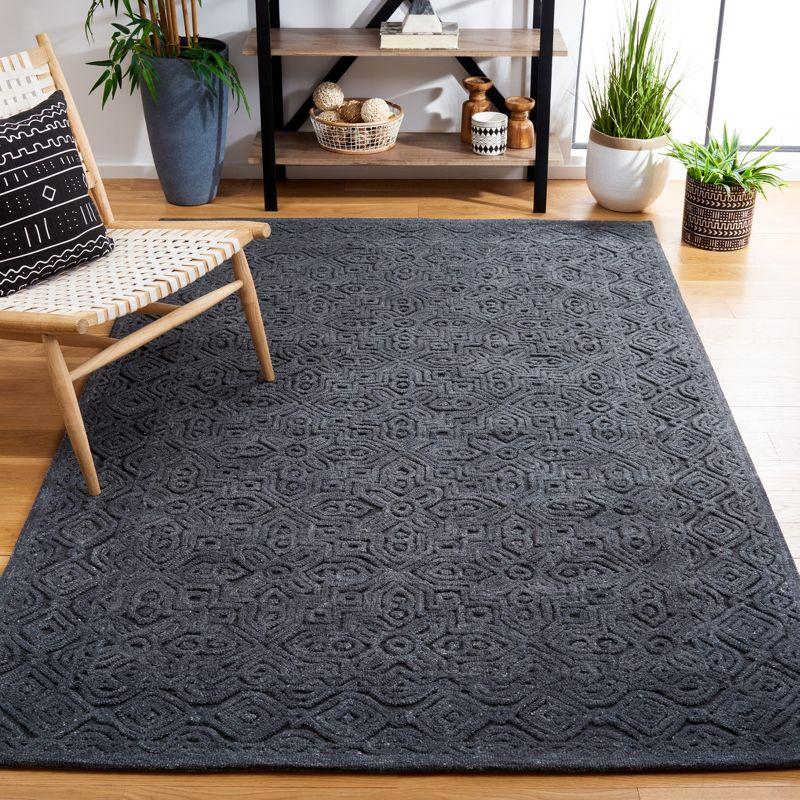 Charcoal Geometric Hand-Tufted Wool Area Rug 5'x8'