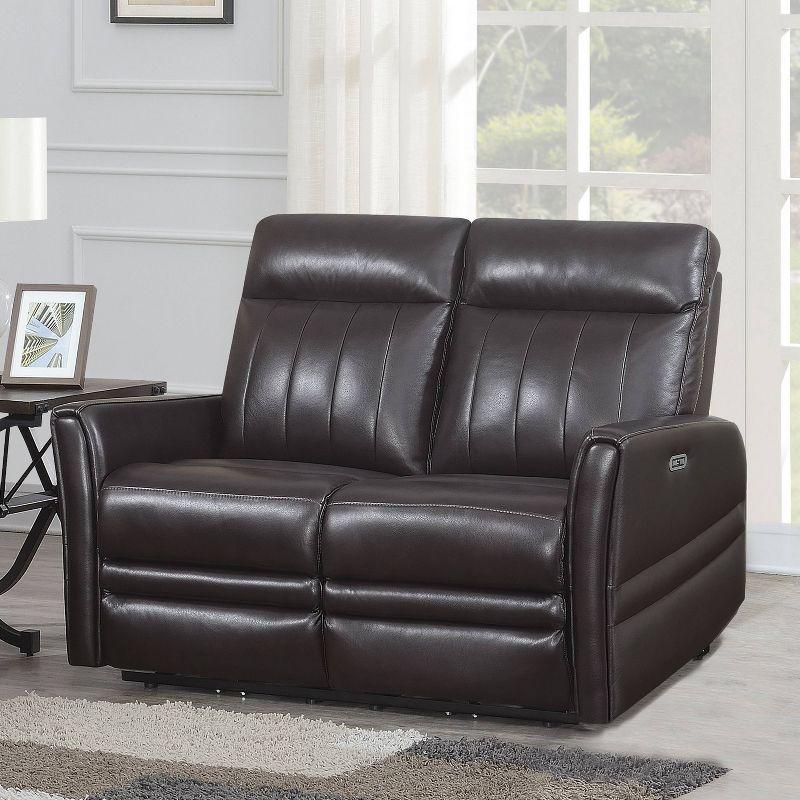 Steve Silver Co. Coachella Power Recliner Loveseat Brown: Upholstered Leather, Iron Frame, 2-Seater