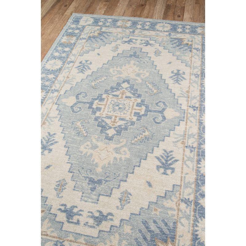 Momeni 7'9"x9'10" Anatolia Jaz Medallion Machine Loomed Area Rug Blue: Classic Pattern, Wool & Nylon, Low Pile