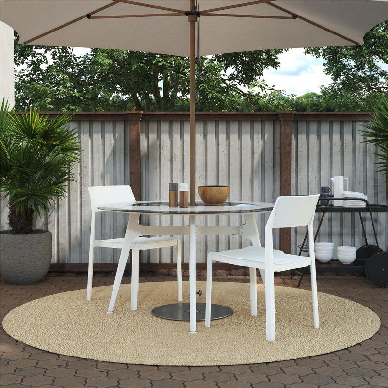 Chandler Modern White Patio Dining Chairs, Indoor/Outdoor, Set of 2