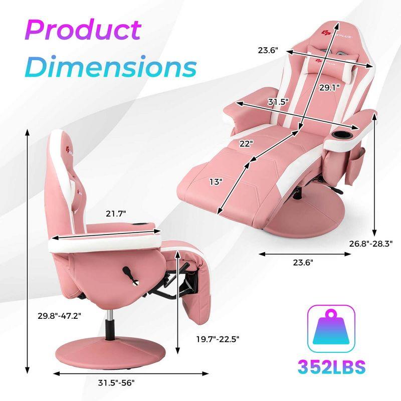 Costway Costway Goplus Reclining PC & Racing Game Chair with Footrest in Pink