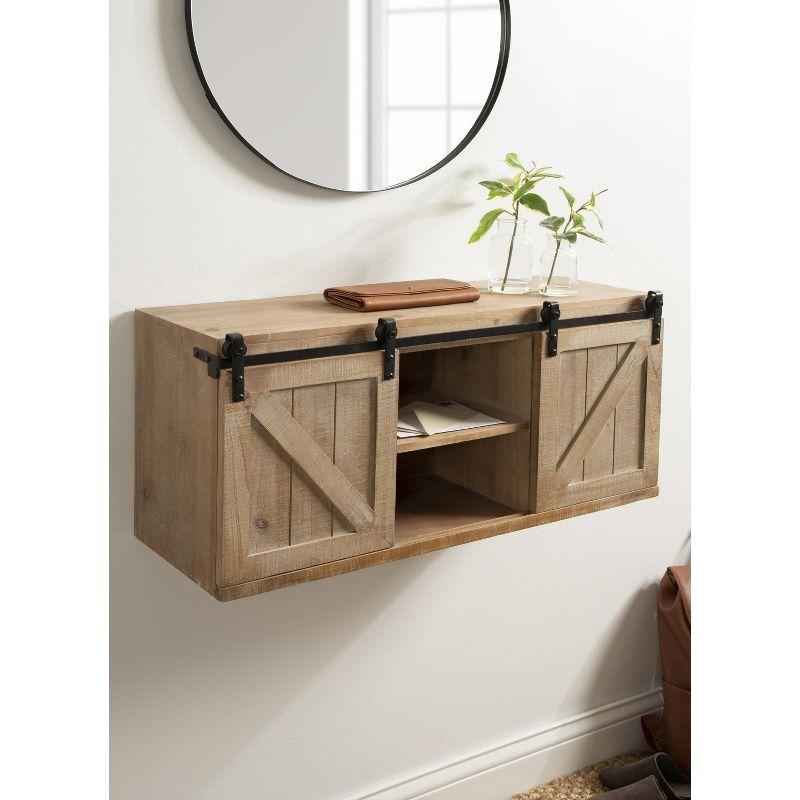 Rustic Brown Wood Wall Cabinet with Sliding Barn Doors