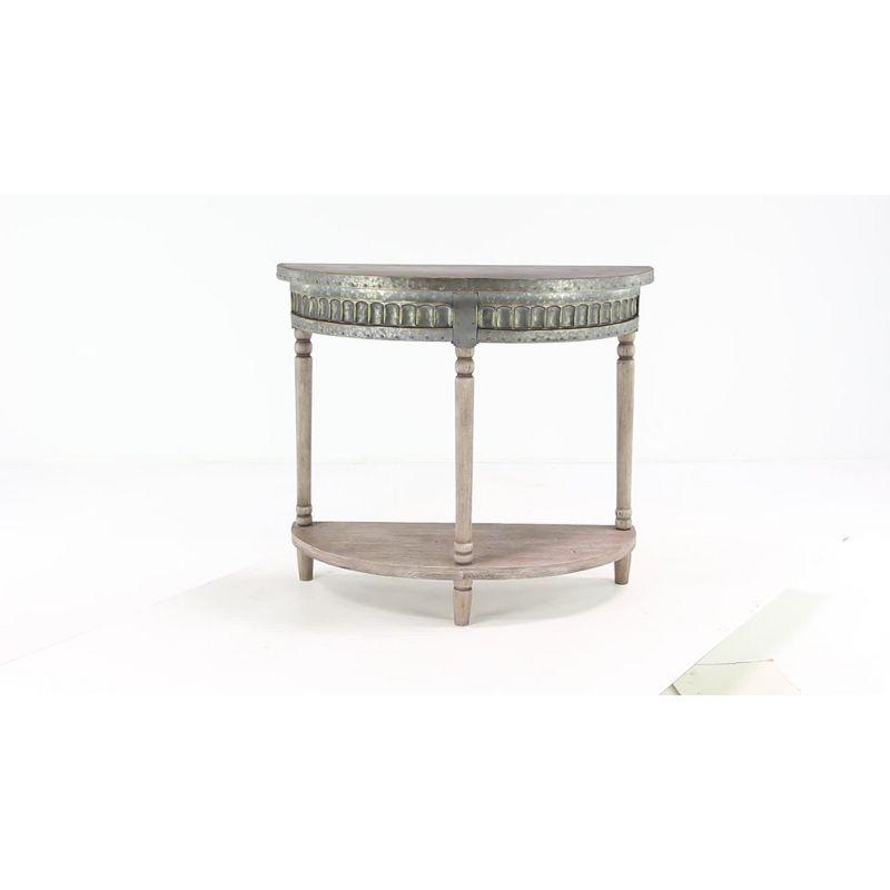 Traditional Half Round Side Table Beige - Olivia & May: Sturdy Iron Entryway Console with Shelf