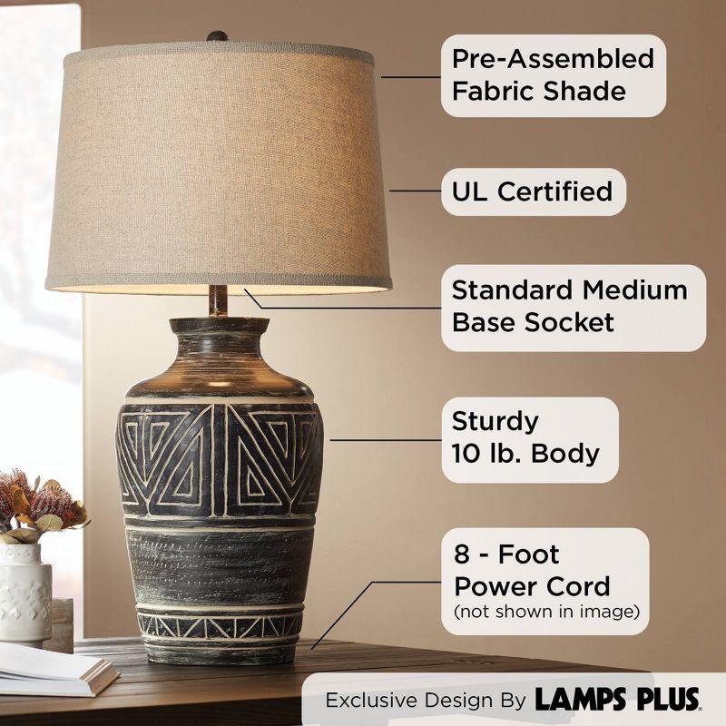 John Timberland Miguel Rustic Table Lamp Southwest 32" Tall Earth Tone Linen Drum Shade for Bedroom Living Room Bedside Nightstand Office Kids House