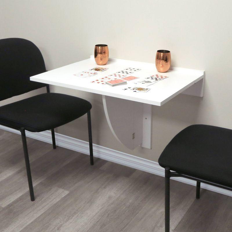 30" x 21.5" Wall Mounted Folding Table and Computer Desk White - InPlace: Fold Down Wall Desk, Kids Foldable Table