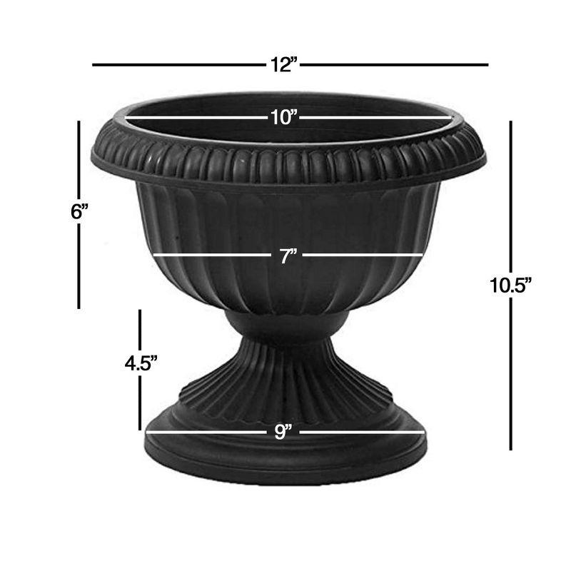 Novelty Grecian Plastic Indoor/Outdoor Urn Planter, Black, 12in
