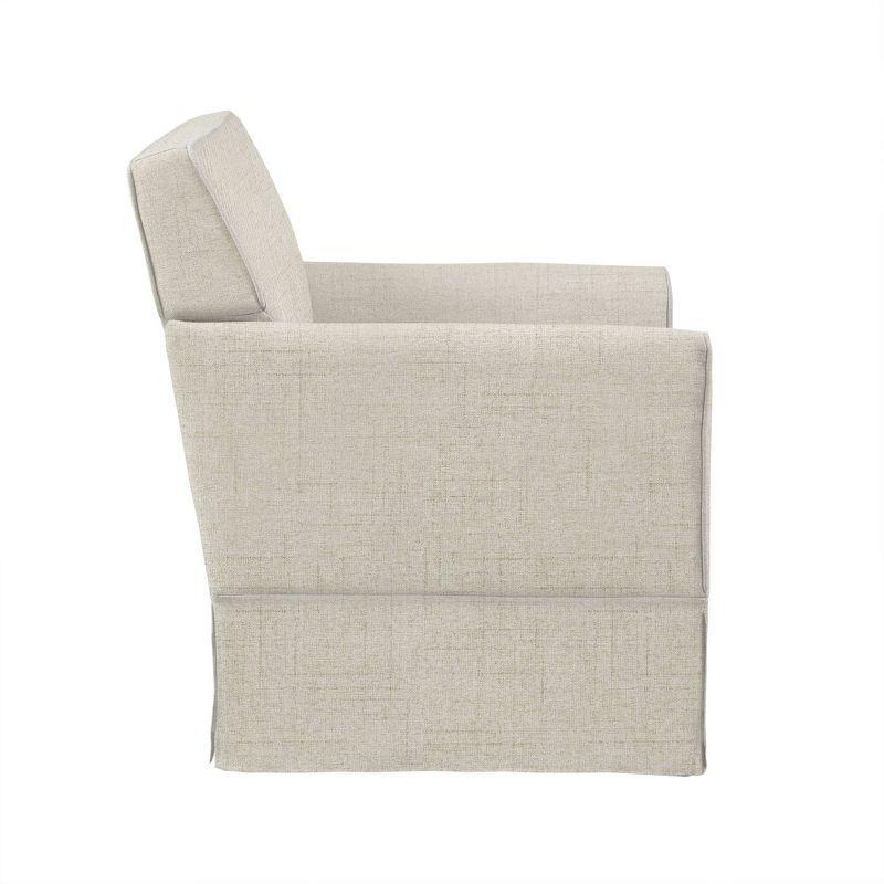 Cream Microfiber Slipcover Accent Chair with Track Arms