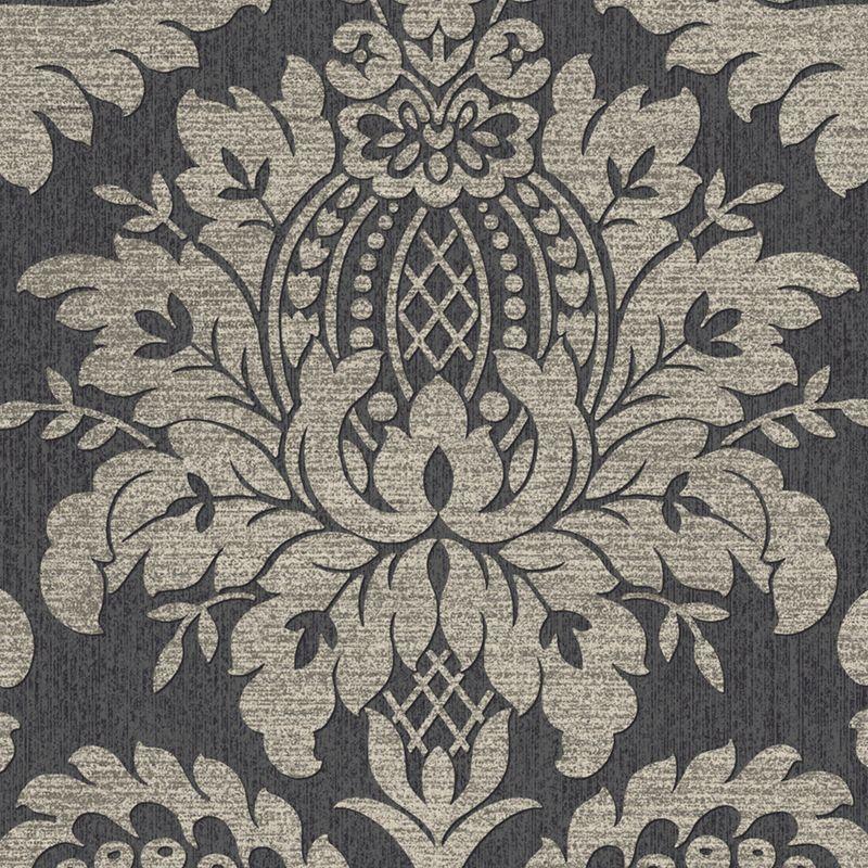 Archive Damask Black and Gold Wallpaper