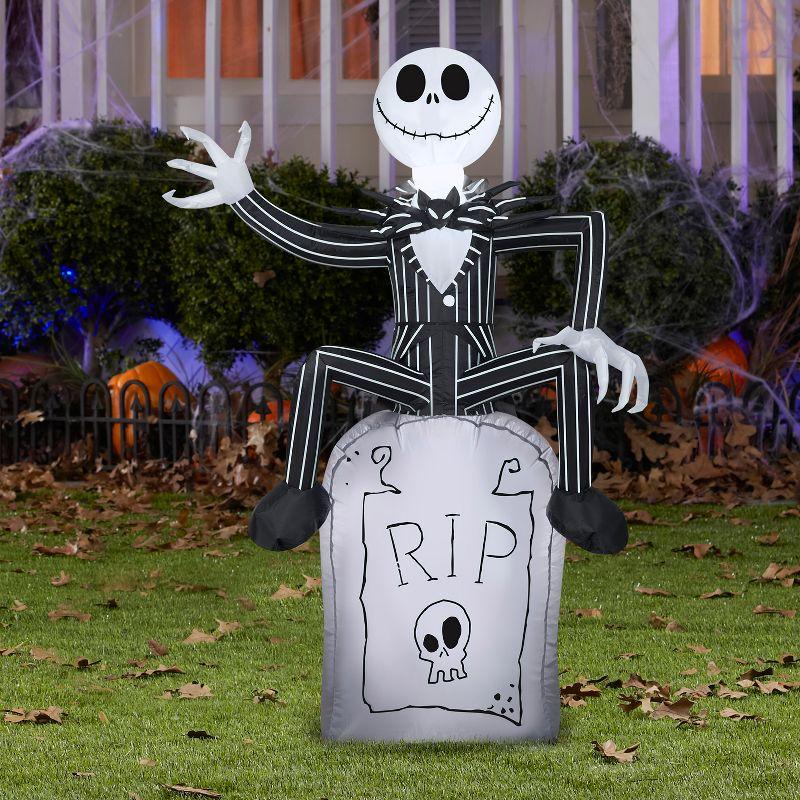 Jack Skellington Inflatable on Tombstone with LED Lights