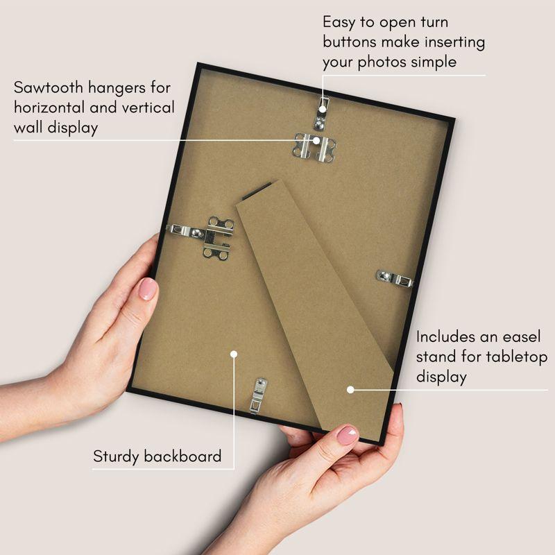 Americanflat 8.5x11 Picture Frame with Shatter-Resistant Glass - Streamline Collection - Thin Border Photo Frame for Wall - Black