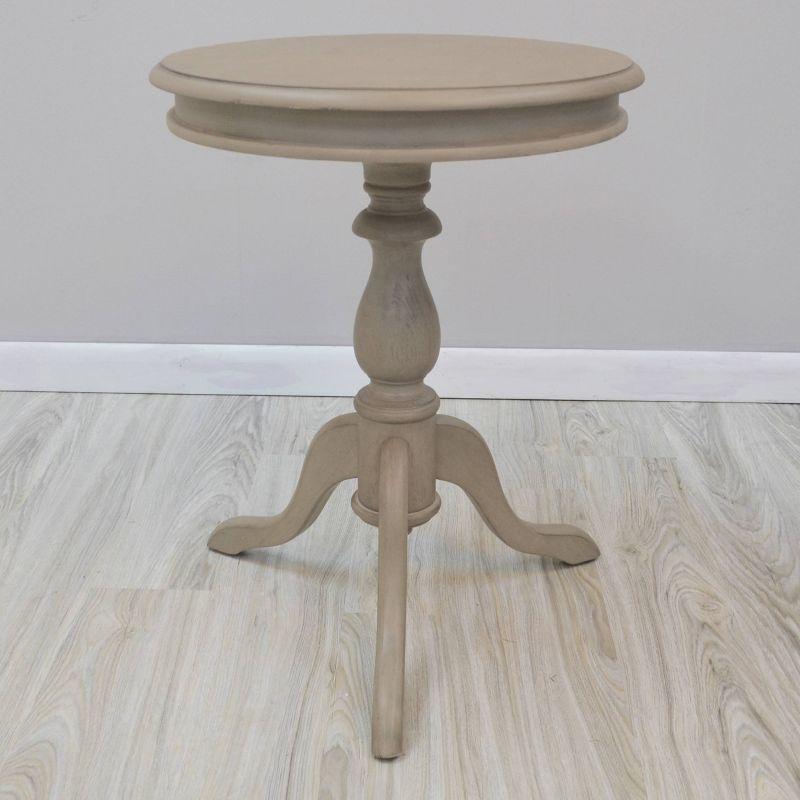 Carolina Living Paloma Accent Table - Weathered Gray and Table: Solid Wood, Round Pedestal Base, 25.25" Height