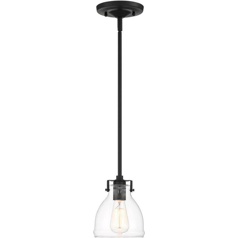 Possini Euro Design Bellis Black Mini Pendant 6" Wide Modern Industrial Clear Glass Bell Shade for Dining Room House Foyer Kitchen Island Entryway