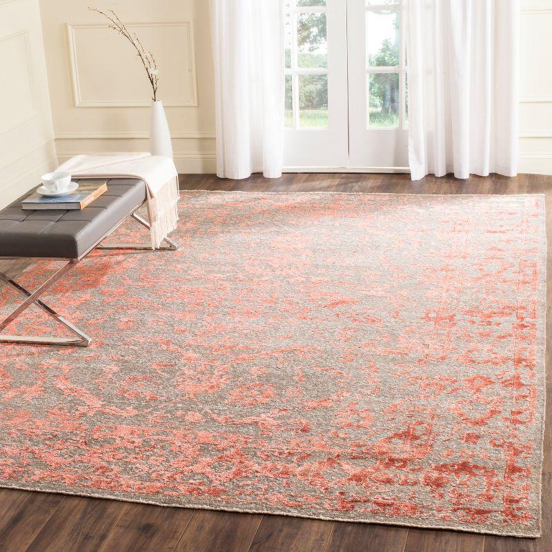 Safavieh Centennial Hand Knotted Viscose/Cotton Floral Rug in Red/Gray