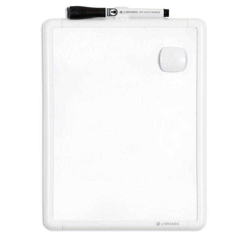 U Brands 8.5"x11" Contempo Magnetic Dry Erase Board White: Small Wall Mount Presentation Board, Polypropylene, Steel, Plastic