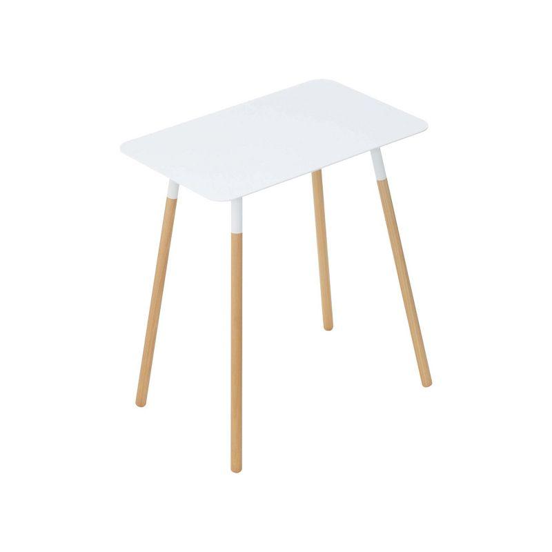 Yamazaki Home Modern Rectangular Side Table For Living Room Or Small Bedside Steel + Wood End Table