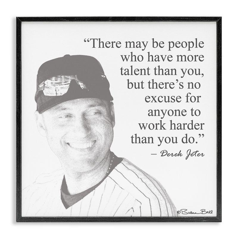 Black and White Derek Jeter Quote Wall Art in Wood Frame