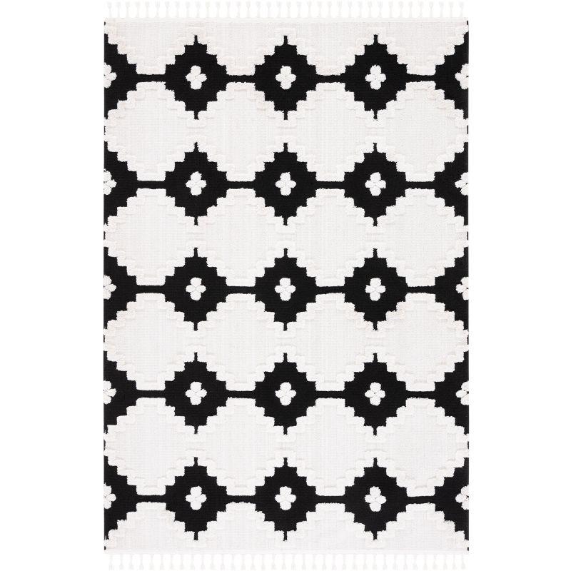 Ivory and Anthracite Hand-Knotted Moroccan Wool Area Rug