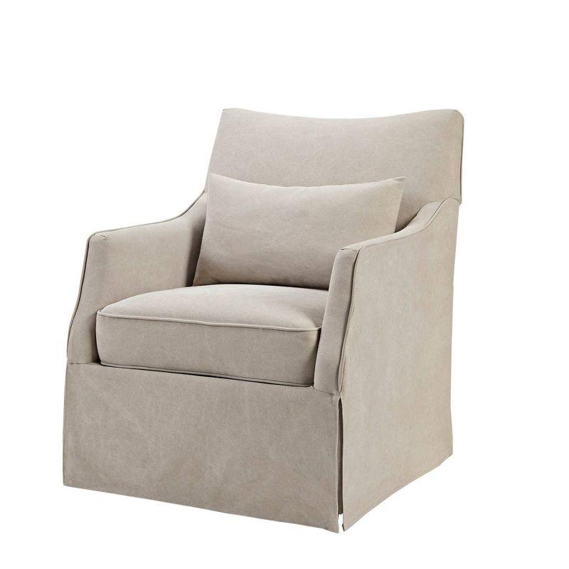 Martha Stewart London Farmhouse Skirted Swivel Chair with Lumbar Pillow