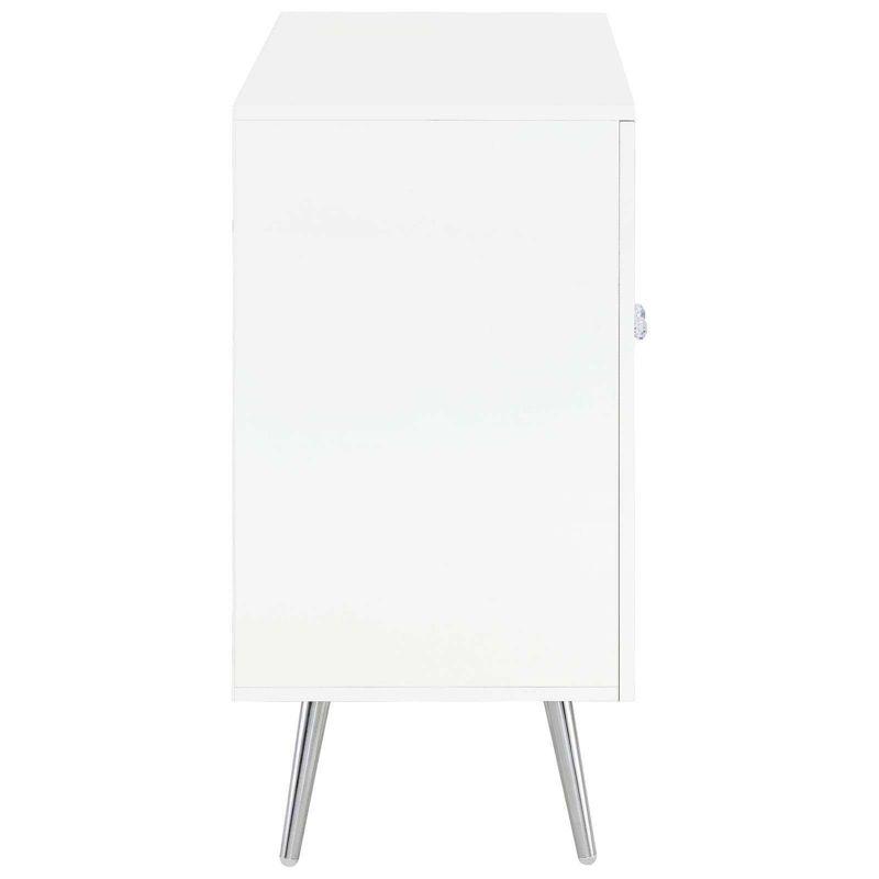 White High Gloss 2-Tier Accent Cabinet with Glass Shelf