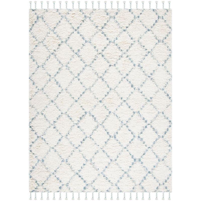 Kenya With Tassel KNY604 Hand Knotted Area Rug - Blue/Ivory - 8'x10' - Safavieh