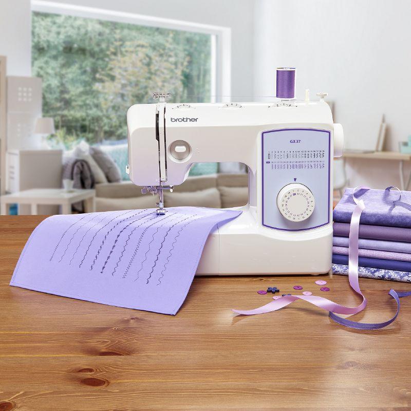 Brother GX37 White and Purple 37-Stitch Sewing Machine