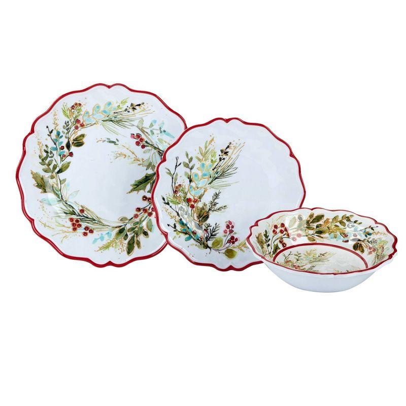 Christmas Gatherings 12-Piece Melamine Holiday Dinnerware Set