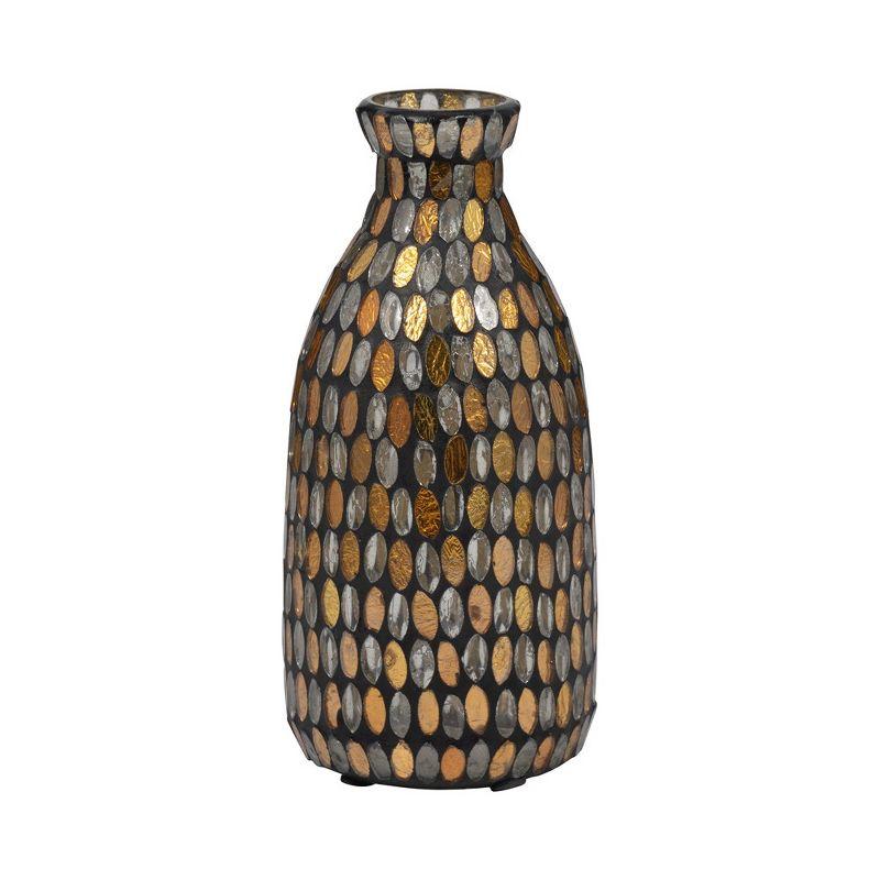 Sagebrook Home 9" Glass Mosaic Vase - Contemporary Bronze and CopperDecorative Flower Vase - Glass Vase Table Centerpiece Decor for Home or Office