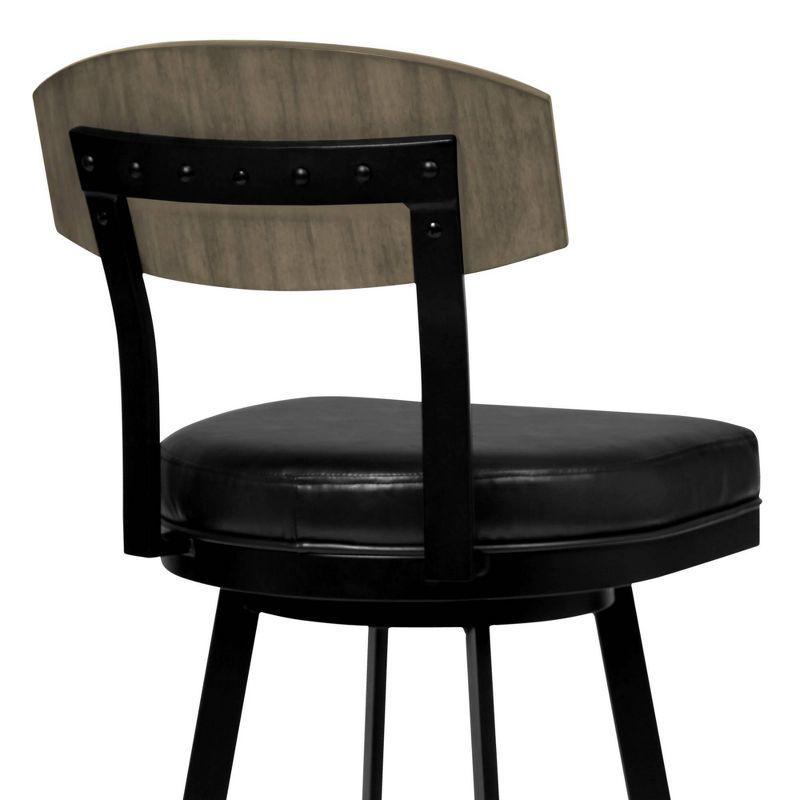 30" Frisco Faux Leather Metal Barstool with Swivel Seat & Footrest - Armen Living