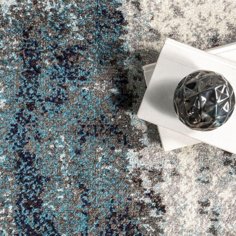 Nuloom Haydee Abstract 7x9 Indoor Area Rug for Living Room Bedroom Dining Room Kitchen, Teal/Ivory