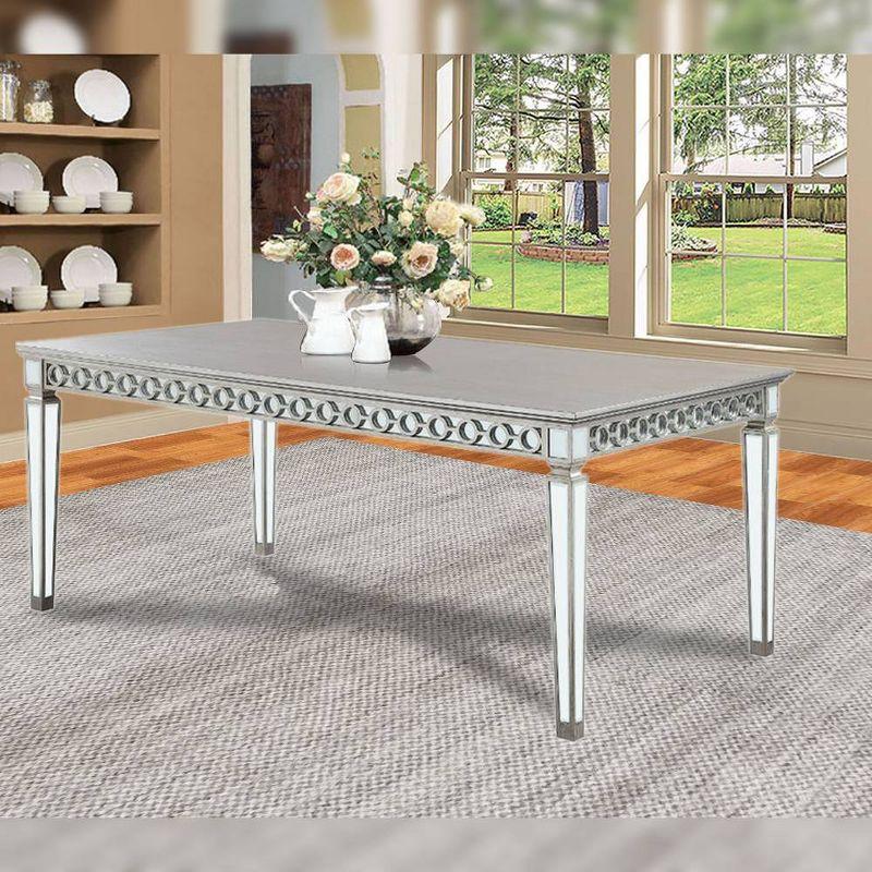 Varian Mirrored & Antique Platinum Extendable Dining Table