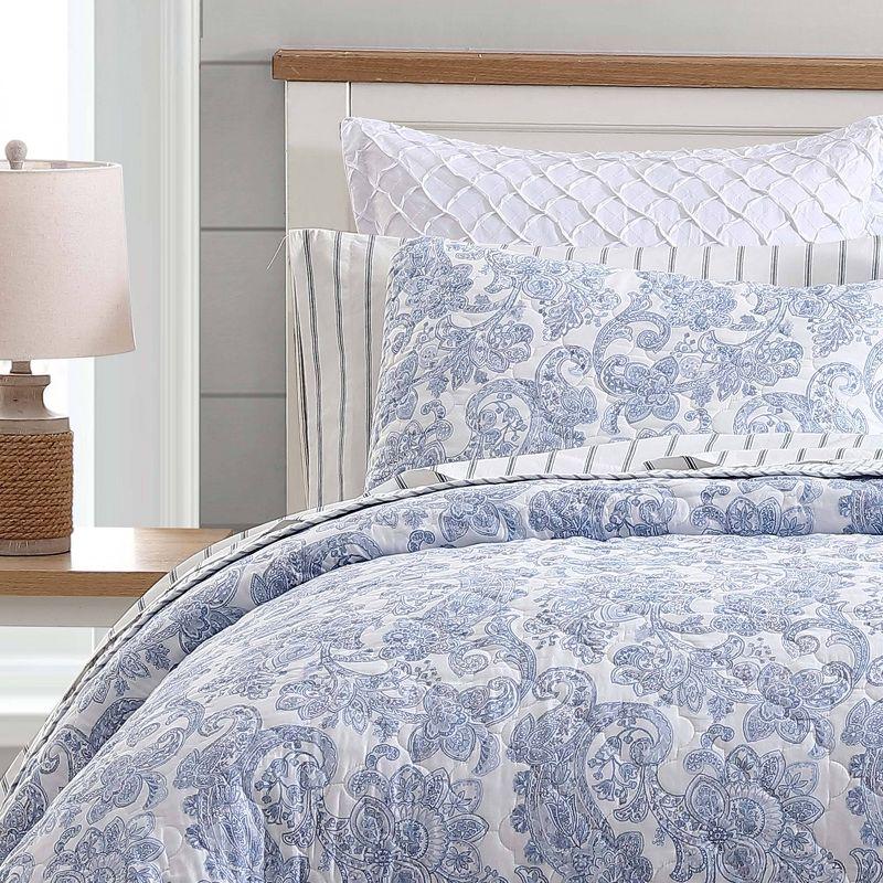 Field of Paisley Cotton Quilt Set Blue - Stone Cottage