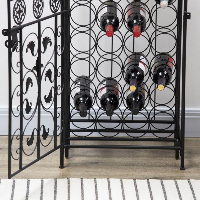 HOMCOM 45-Bottle Modern Wine Organizer Decorative Portable Wrought Iron Wine Rack Jail