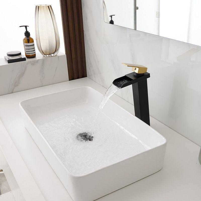 BWE Waterfall Single Hole Single Handle Bathroom Vessel Sink Faucet With Pop-up Drain Assembly