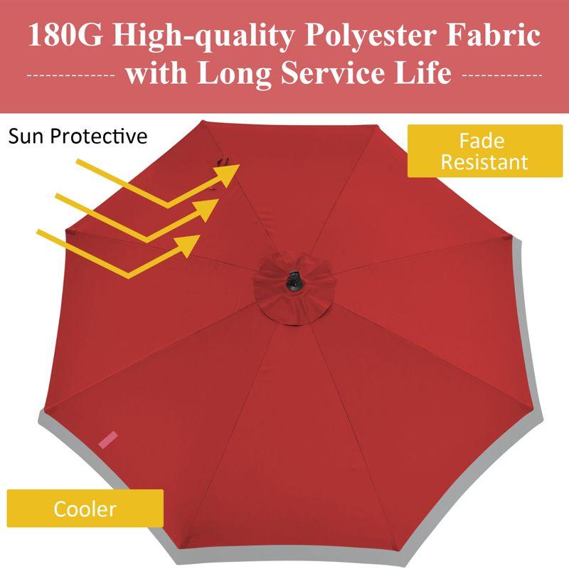 Tangkula 10FT Patio Offset Umbrella 8 Ribs Cantilever Umbrella w/Crank for Poolside Yard Lawn Garden Red