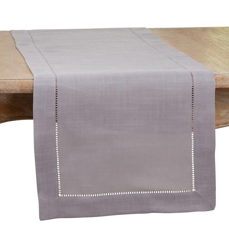 Gray Hemstitched Polyester Table Runner 54" x 16"