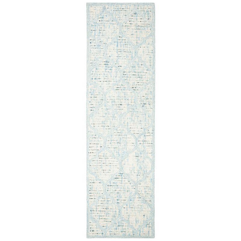 Abstract ABT474 Handmade Indoor Runner - Ivory/Turquoise - 2'-3"x8' - Safavieh