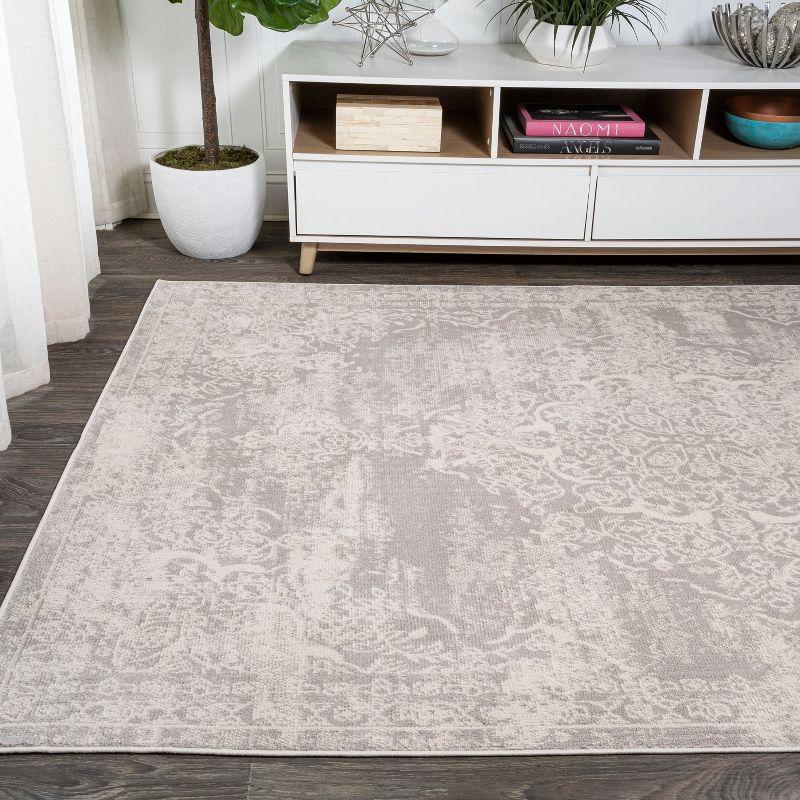 3'x5' Rosalia Cottage Medallion Area Rug, Gray/Ivory - JONATHAN Y