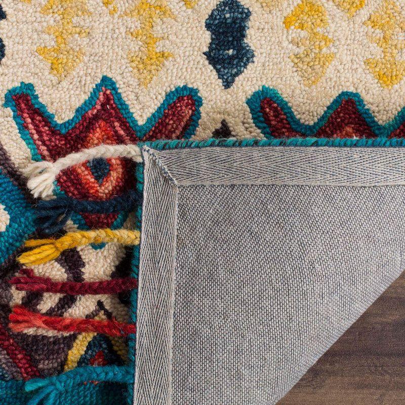 Handmade Bohemian Chic Blue Wool Area Rug - 2'3" x 5'