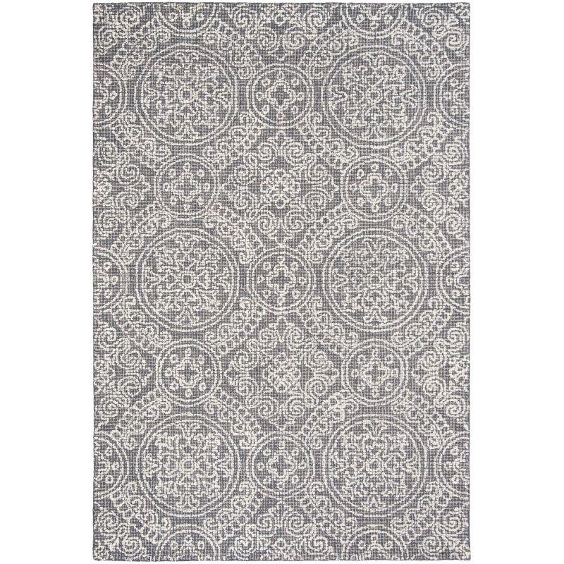 Gray Abstract Handmade Wool Rectangular Area Rug 5' x 8'