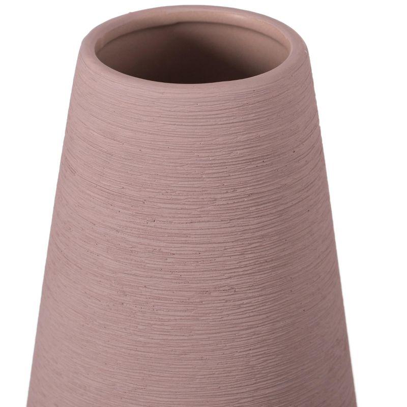 Uniquewise 10" H Decorative Ceramic Round Cone Shape Centerpiece Table Vase Pink, Large