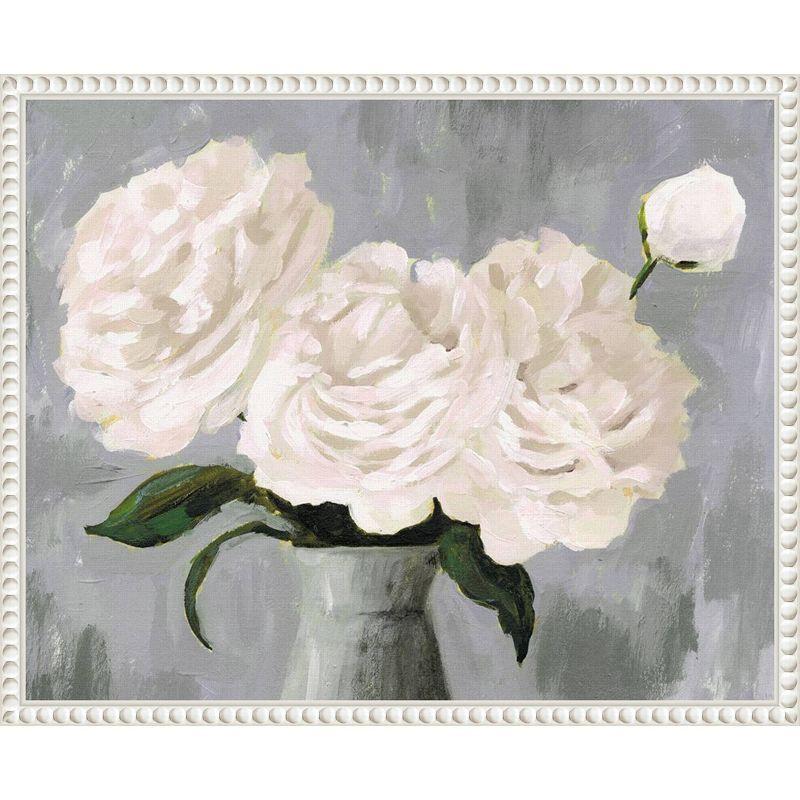 Amanti Art White Blooms in Gray Vase II by Victoria Borges Framed Canvas Wall Art Print