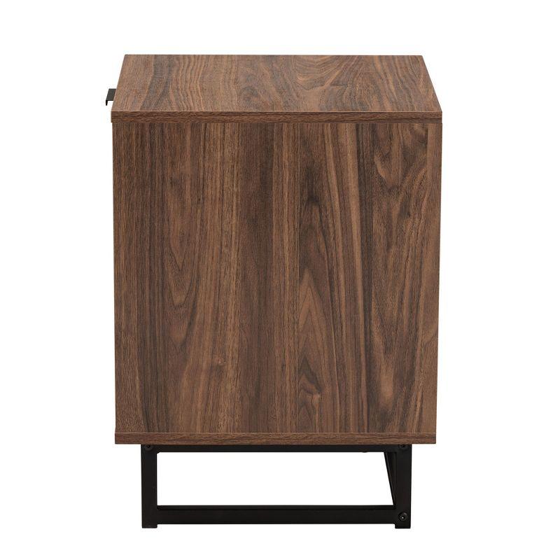 Baxton Studio Sadia Modern Walnut Brown Finished Wood and Black Metal 1-Drawer End Table