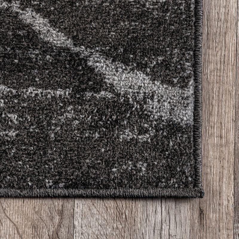 Nuloom 4 Square Thigpen Contemporary Indoor Area Rug, Charcoal, Abstract Lines, Non-Slip Backing, Stain Resistant, Bedroom Living Room, Kitchen